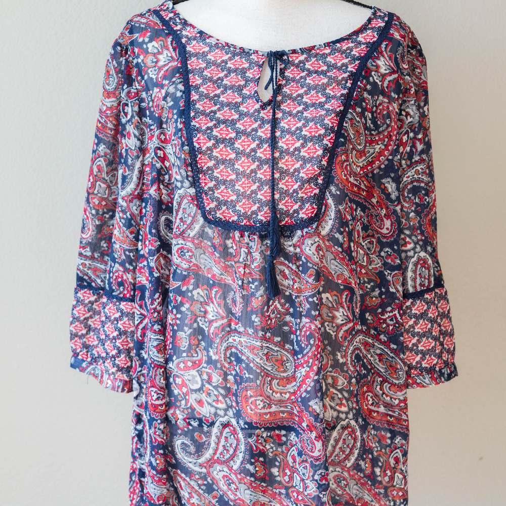 Hannah Paisley Three Quarter Sleeve Top